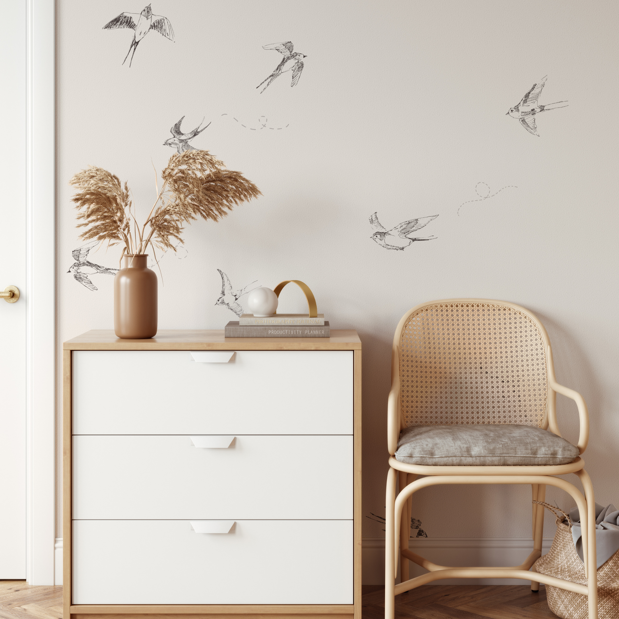 Of a Feather (Eggshell) Wallpaper