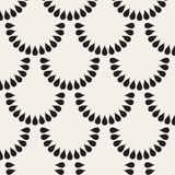 "Elegant Pearl Wallpaper by Wall Blush installed in a modern living space, enhancing room aesthetics."

(Note: Since the image is a close-up of the wallpaper pattern, I've assumed that it is installed in a room. If the type of room isn't actually visible, it would be inaccurate to specify one; an alt text should then focus on the wallpaper pattern and the brand, for example: "Wall Blush Pearl Wallpaper pattern close-up with sophisticated black and white teardrop design.")
