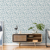 "Wall Blush's Sebastian Wallpaper featured in stylish living room, emphasizing modern interior design."