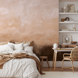 "Sedona Wallpaper by Wall Blush in a cozy bedroom, accent wall focus with designer decor."