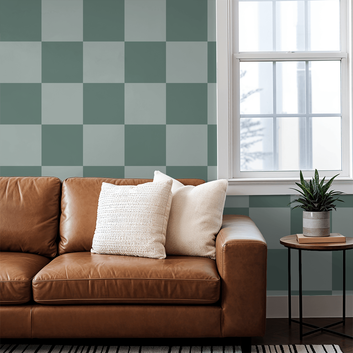 Simply Checker (Light Teal) Wallpaper