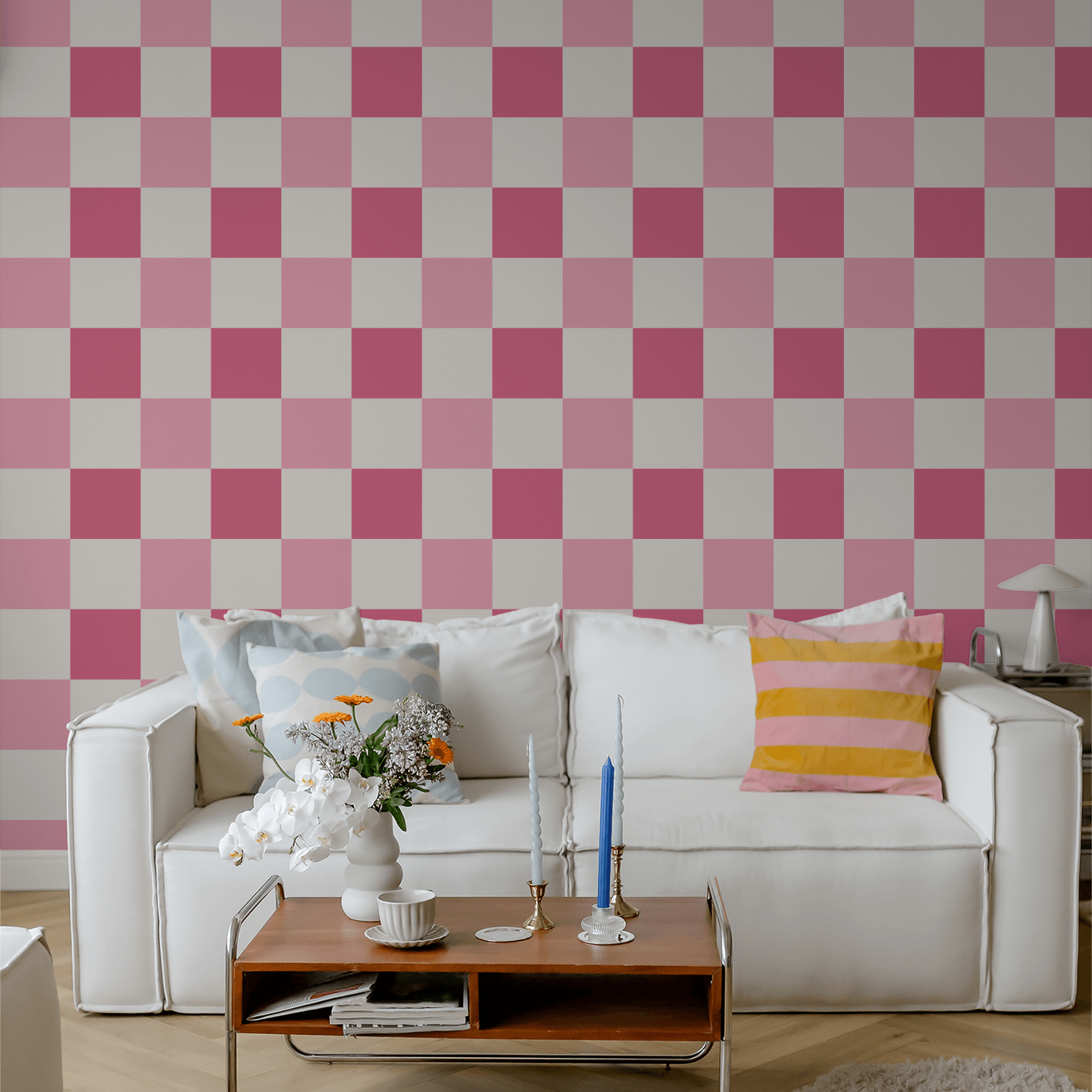 Simply Checker (Pink) Wallpaper