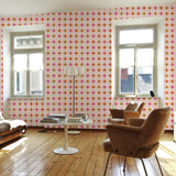 "Starry Wallpaper by Wall Blush in a modern living room setting, highlighting the vibrant wall design focus."