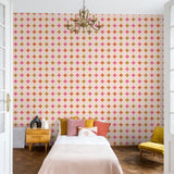 "Starry Wallpaper by Wall Blush accentuating a bedroom's interior with patterned focus wall design."