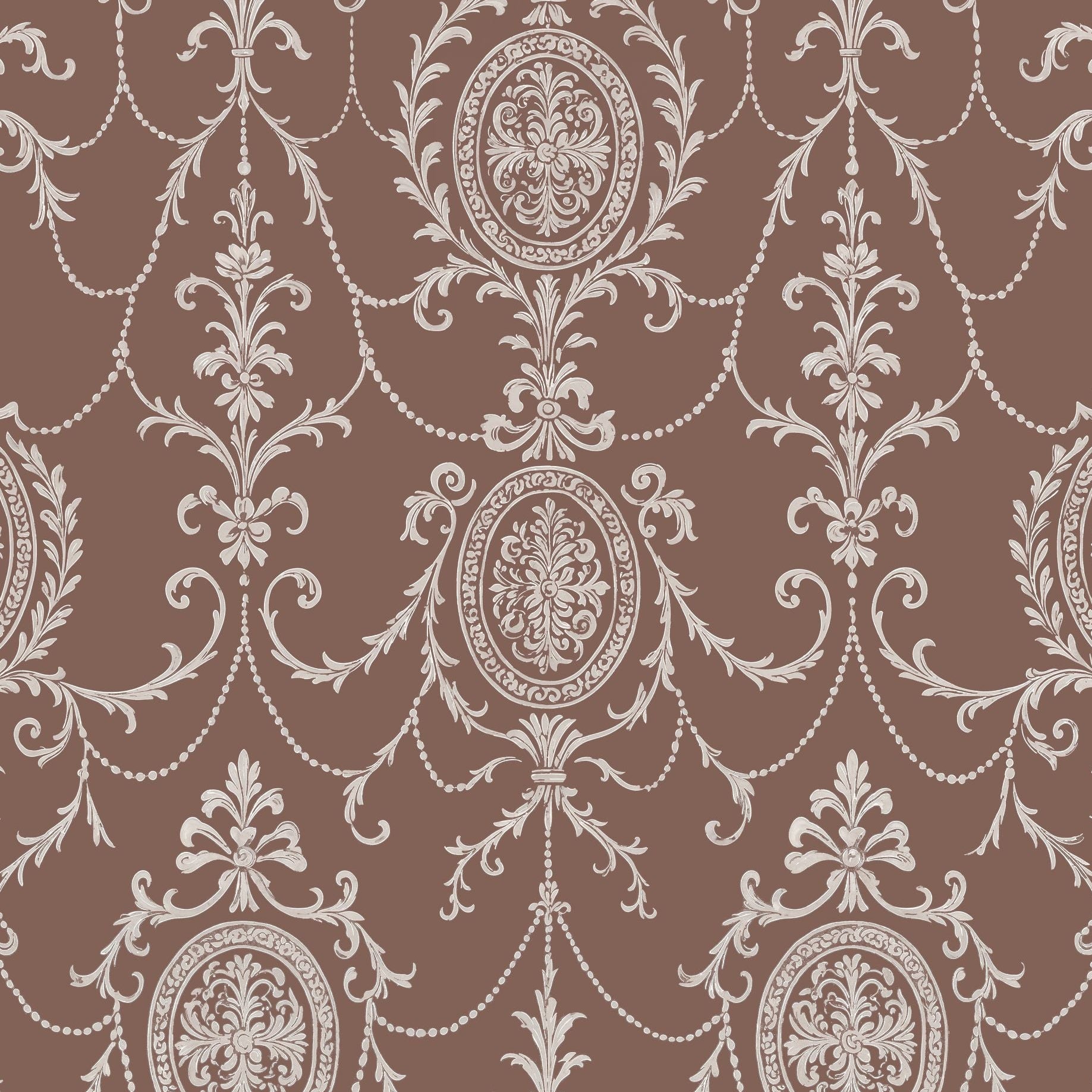 State Room Scroll (Mauve) Wallpaper