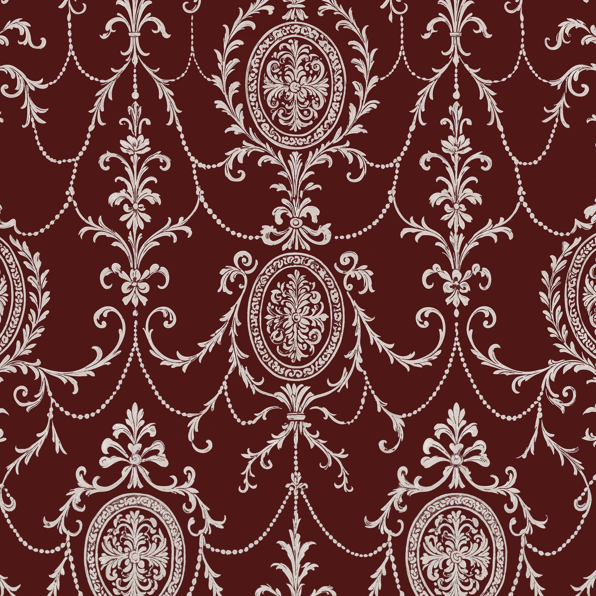 State Room Scroll (Burgundy) Wallpaper