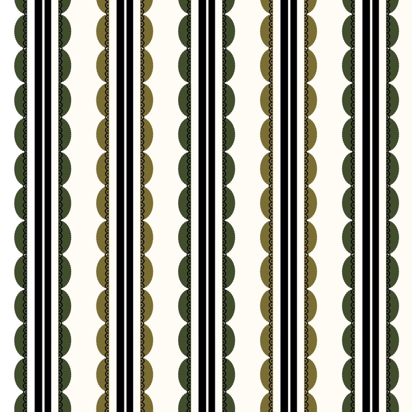 Sunday Scallop (Olive and Dark Green) Wallpaper