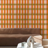 "Wall Blush's THAT GIRL Wallpaper in a modern living room with stylish decor highlighting the vibrant pattern."