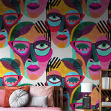 Trendy Tucci Wallpaper by Wall Blush SG02 featured in a stylish bedroom interior with a focus on vibrant design.
