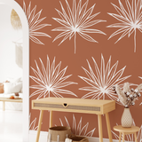 Ventura Wallpaper by Wall Blush in stylish living room, modern botanical design focus.