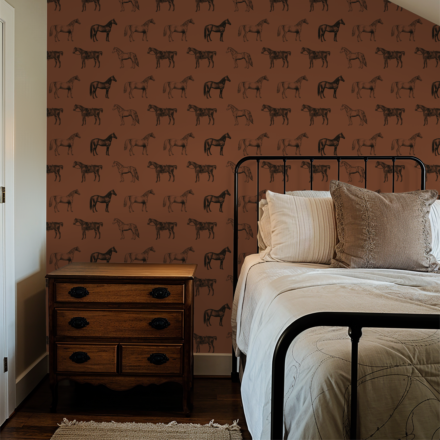 Willowbrook at Dusk (Rust) Wallpaper - 4 FT H X 16 FT W Traditional
