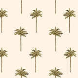 Wall Blush AW01's Bay of Palms wallpaper pattern in a living room, tropical decor focus
