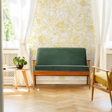 The Dutchess (Mustard) Wallpaper by The Ania Zwara Line in modern living room.
