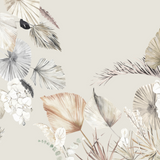 "Wall Blush's Your Biggest Fan Wallpaper in a modern living room, elegant botanical pattern focal point."