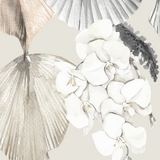 "Your Biggest Fan Wallpaper by Wall Blush shown in a modern room, highlighting the elegant botanical design."
