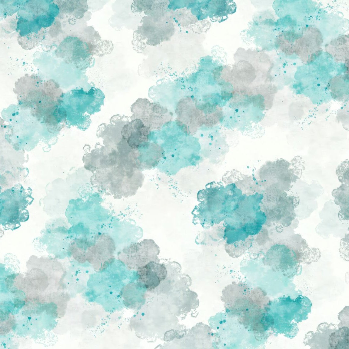 Abstract teal and gray watercolor cloud wallpaper pattern.