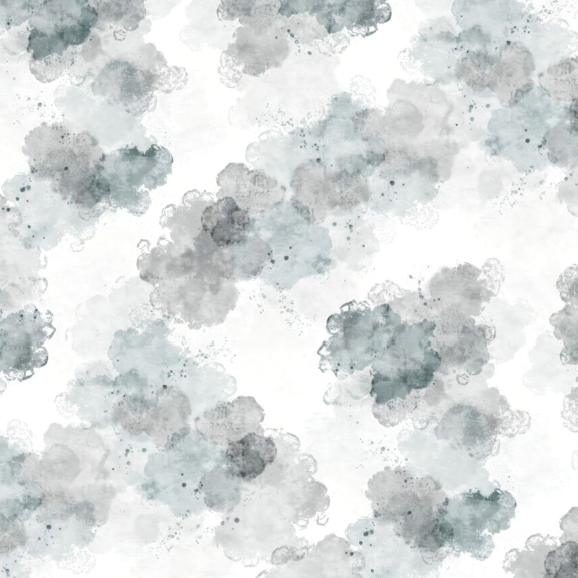 Abstract watercolor cloud wallpaper in slate gray with blue and white tones.