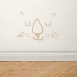 "Whiskers Wallpaper by Wall Blush in a modern living room, focusing on the playful cat face design."