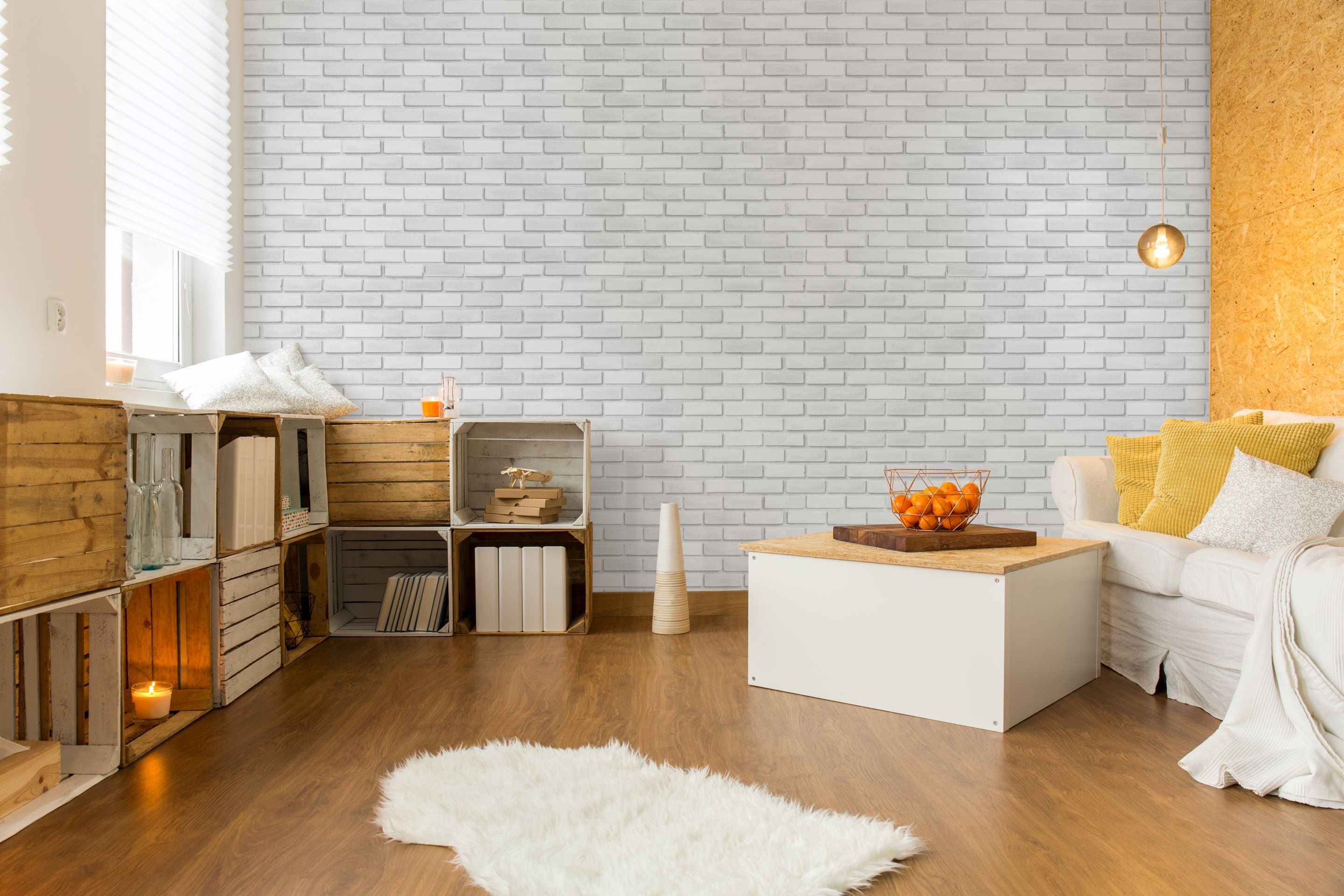 Bella Brick (White) Wallpaper Wallpaper - Wall Blush from WALL BLUSH