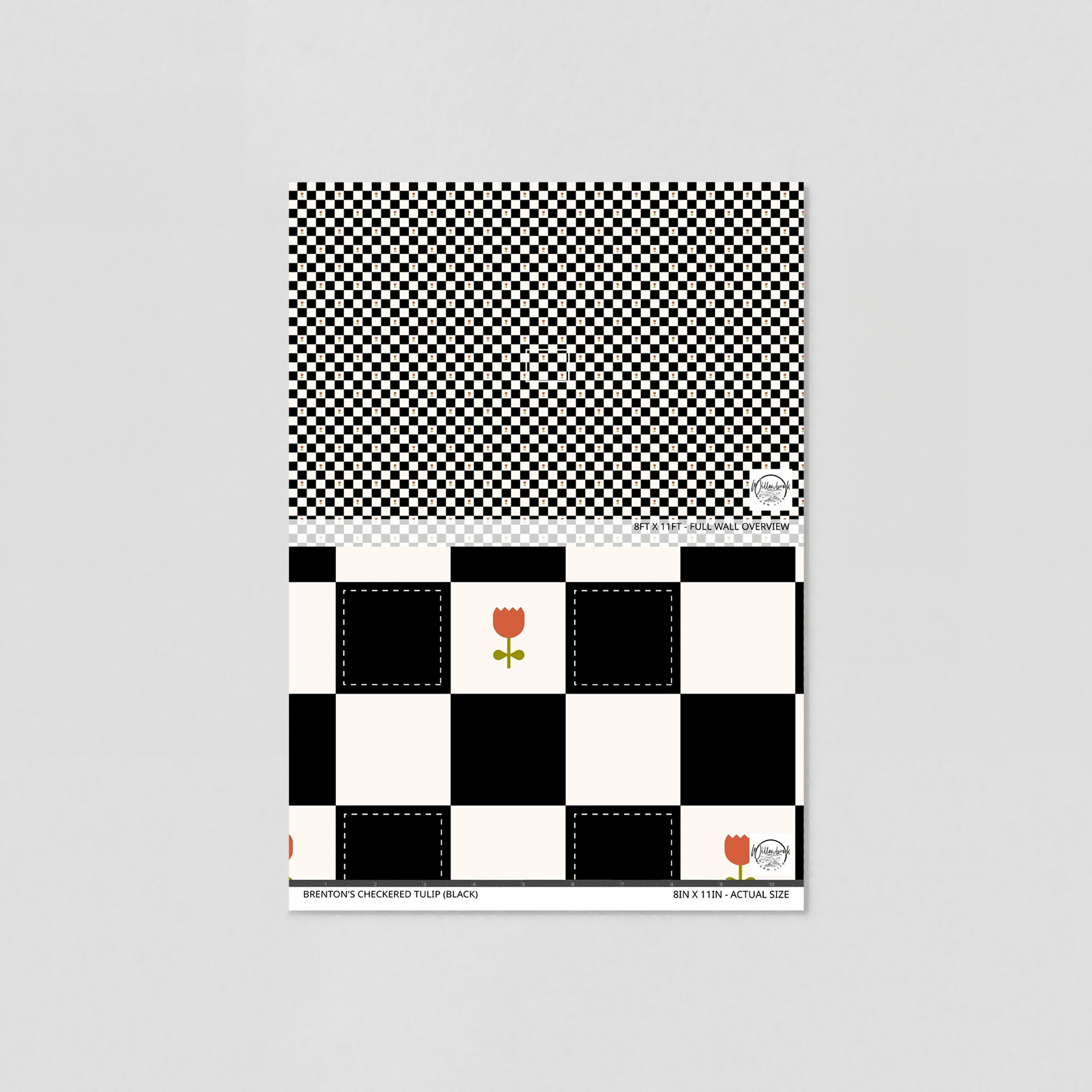 Brenton's Checkered Tulip (Black) Wallpaper