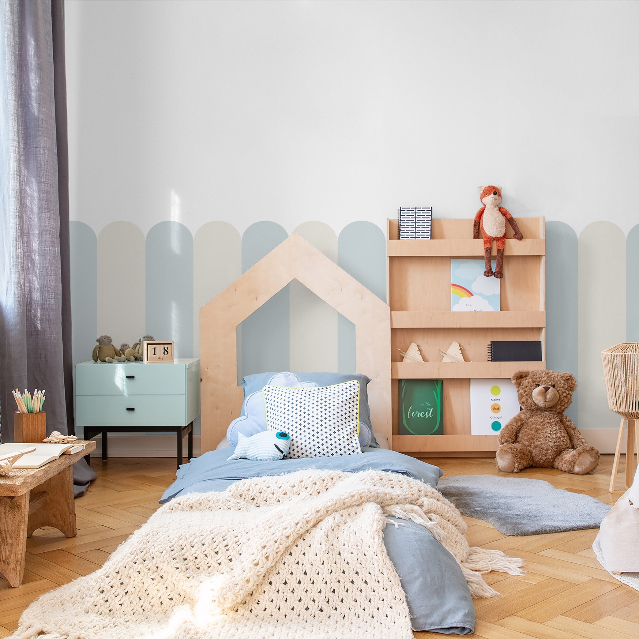 Playful Pickets (Light Blue) Wallpaper