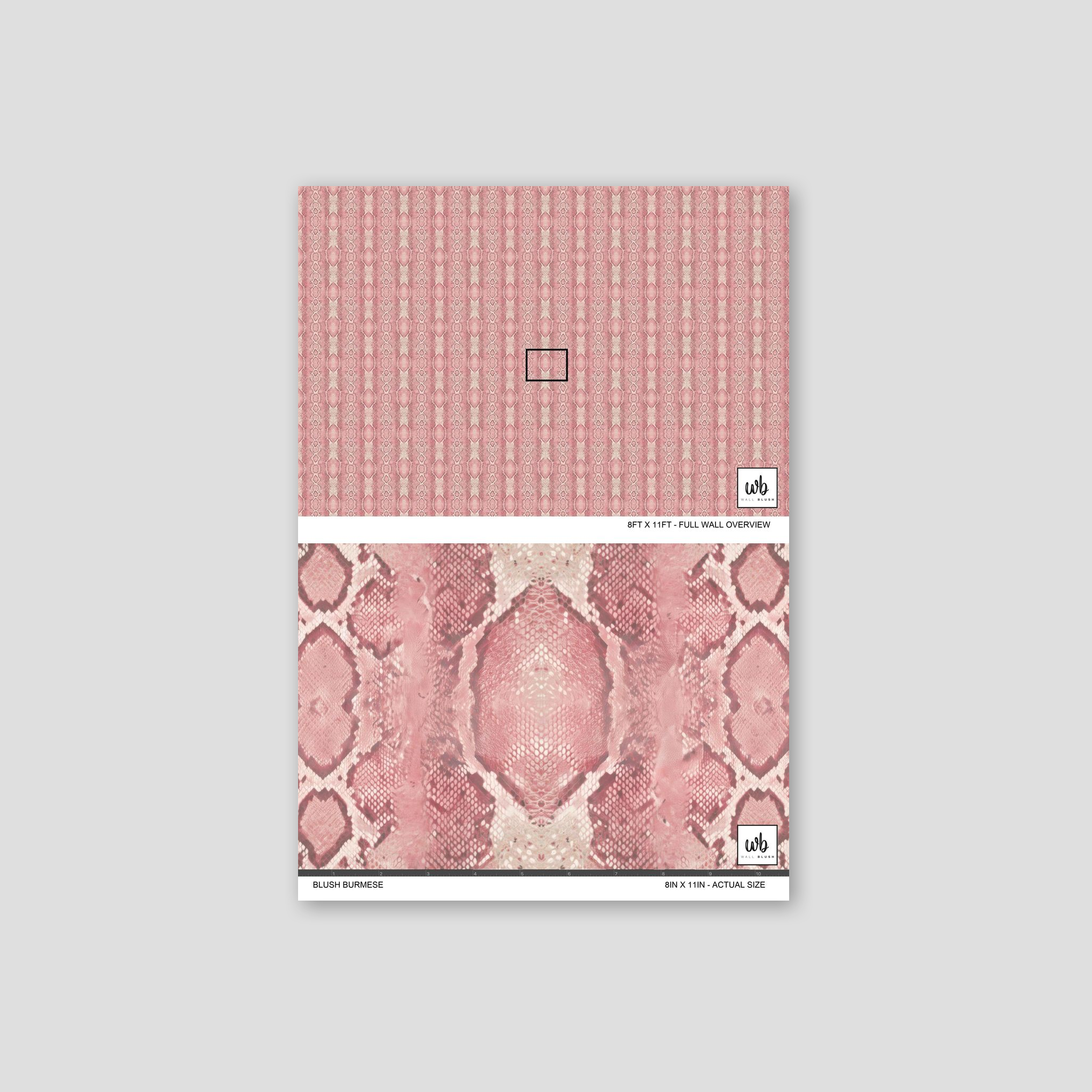 Blush Burmese wallpaper with pink serpentine pattern and textured sheen.