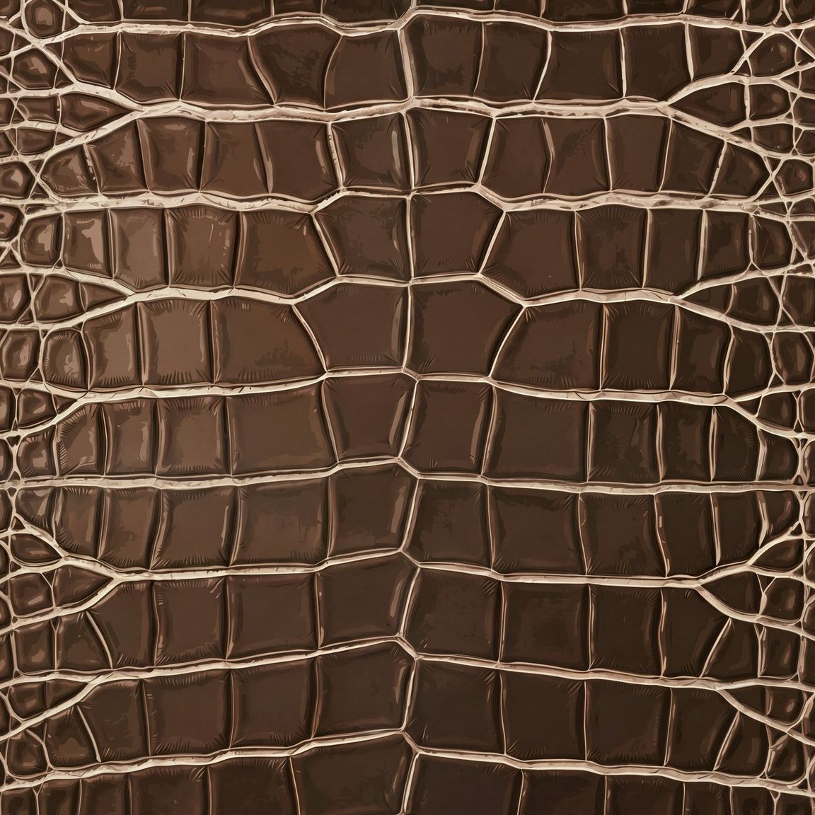 Brown crocodile leather pattern wallpaper with textured design