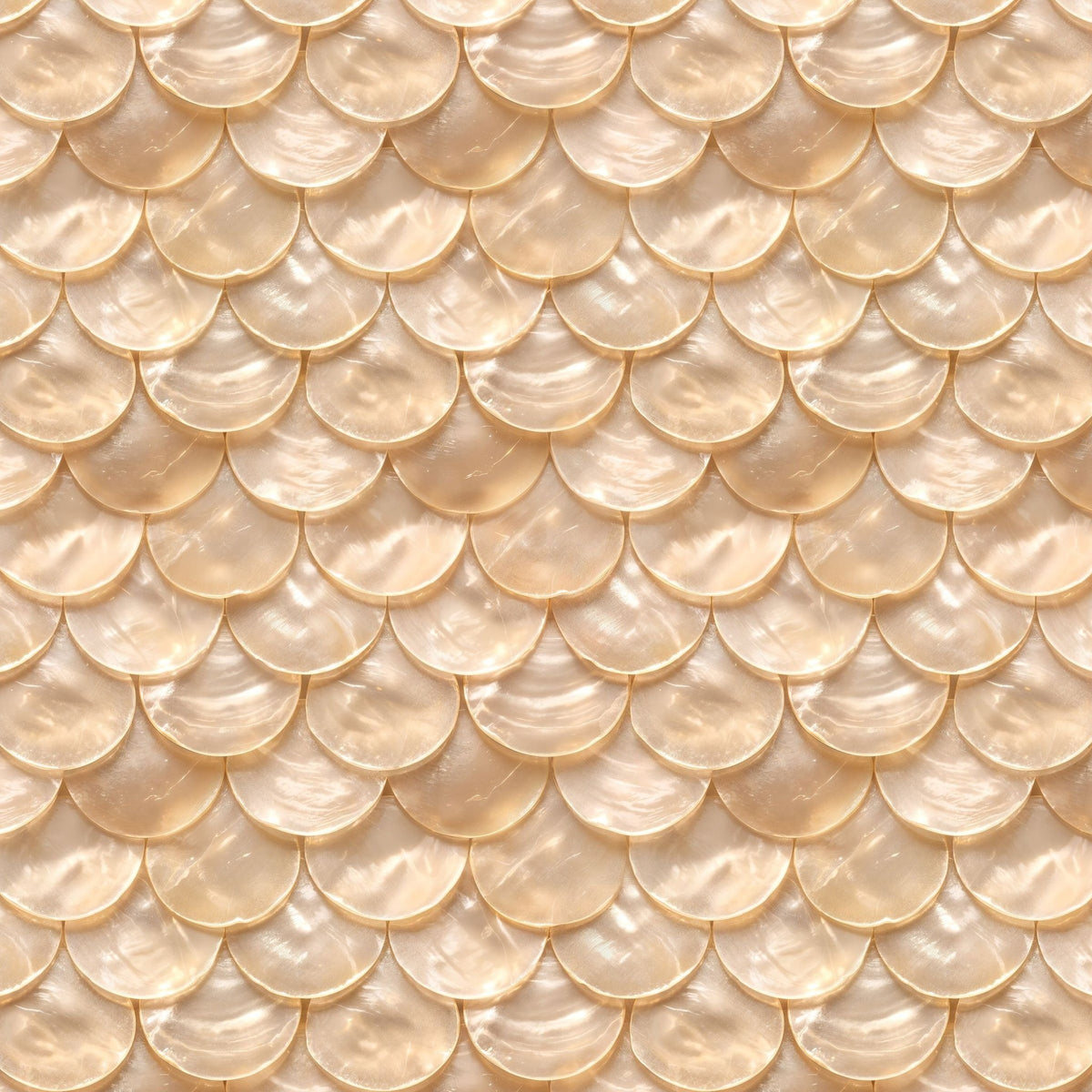 Calypso wallpaper with champagne scallop pattern and soft sheen.