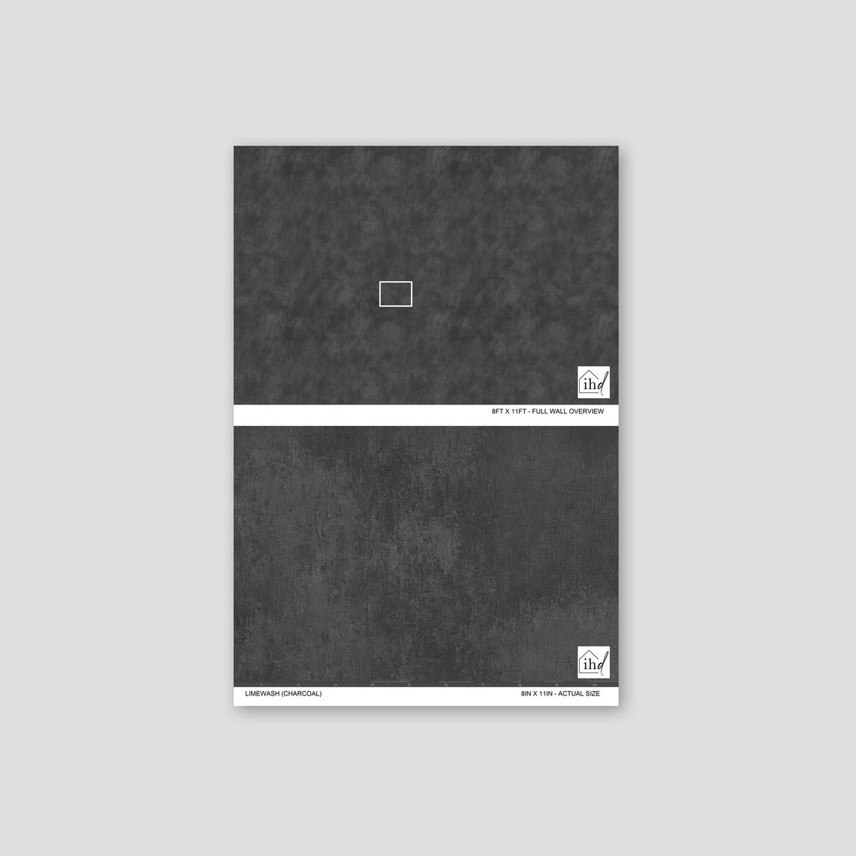 Charcoal limewash wallpaper sample with textured abstract pattern
