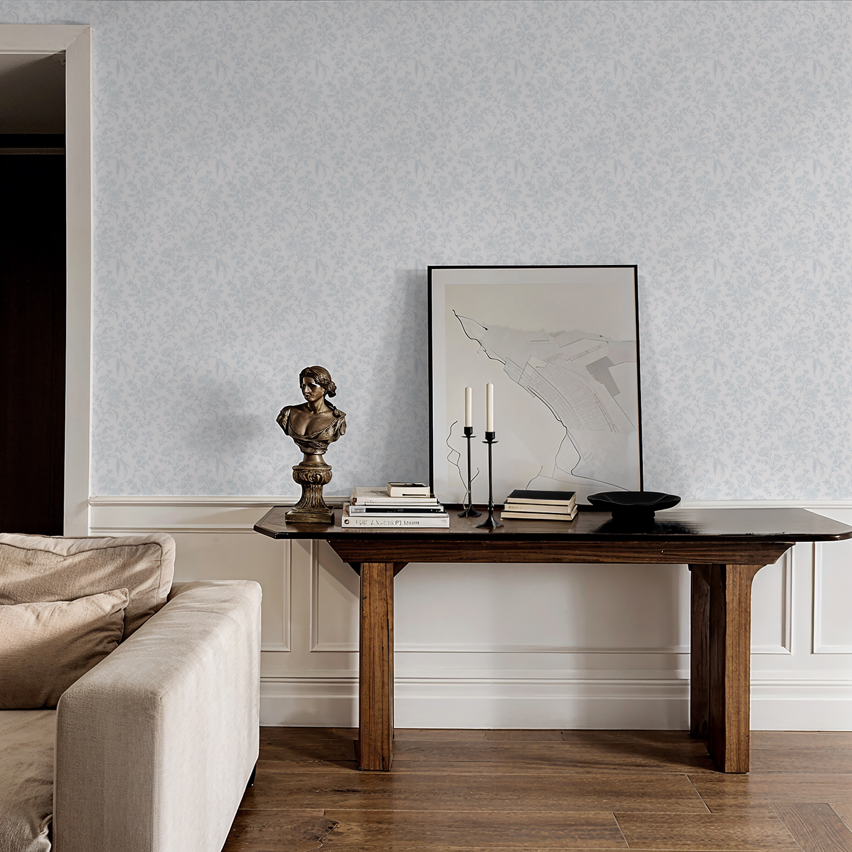 The Chelsea (Blue) Wallpaper - 8 FT H X 11 FT W Traditional