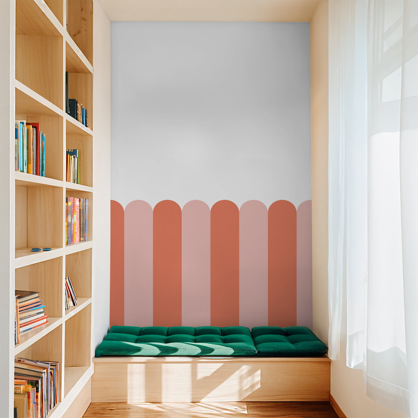 Playful Pickets (Coral) Wallpaper - 4 FT H X 51 FT W Traditional