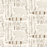 "Wall Blush Trail Blazer (Cream) Wallpaper in a cozy room, with adventure-themed design and neutral tones"