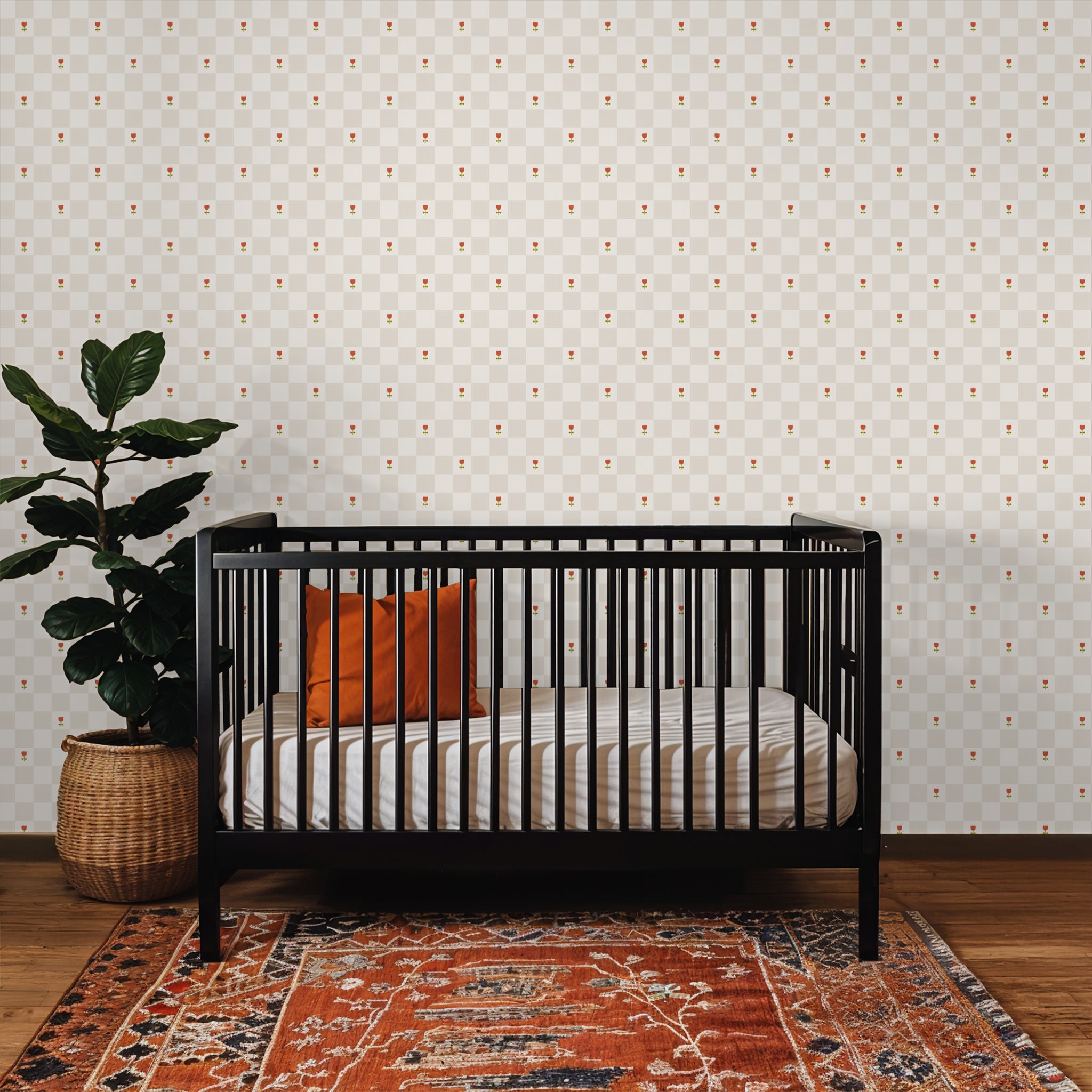 Brenton's Checkered Tulip (Tan) Wallpaper