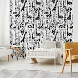 "Wall Blush's Love You Long Time Wallpaper featured in stylish, modern living room setup, accentuating decor."
