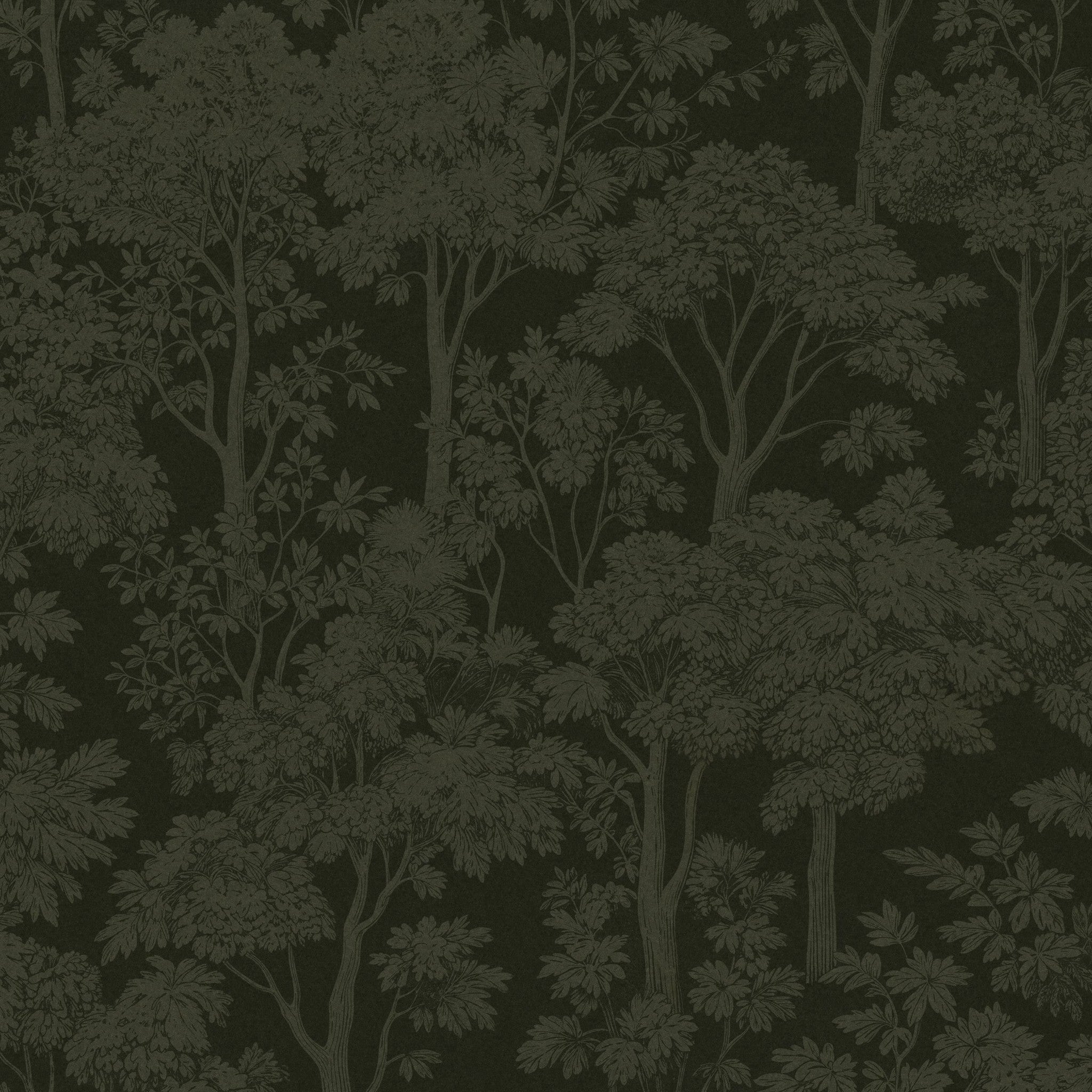 Green foliage pattern on dark background, Twilight Canopy wallpaper