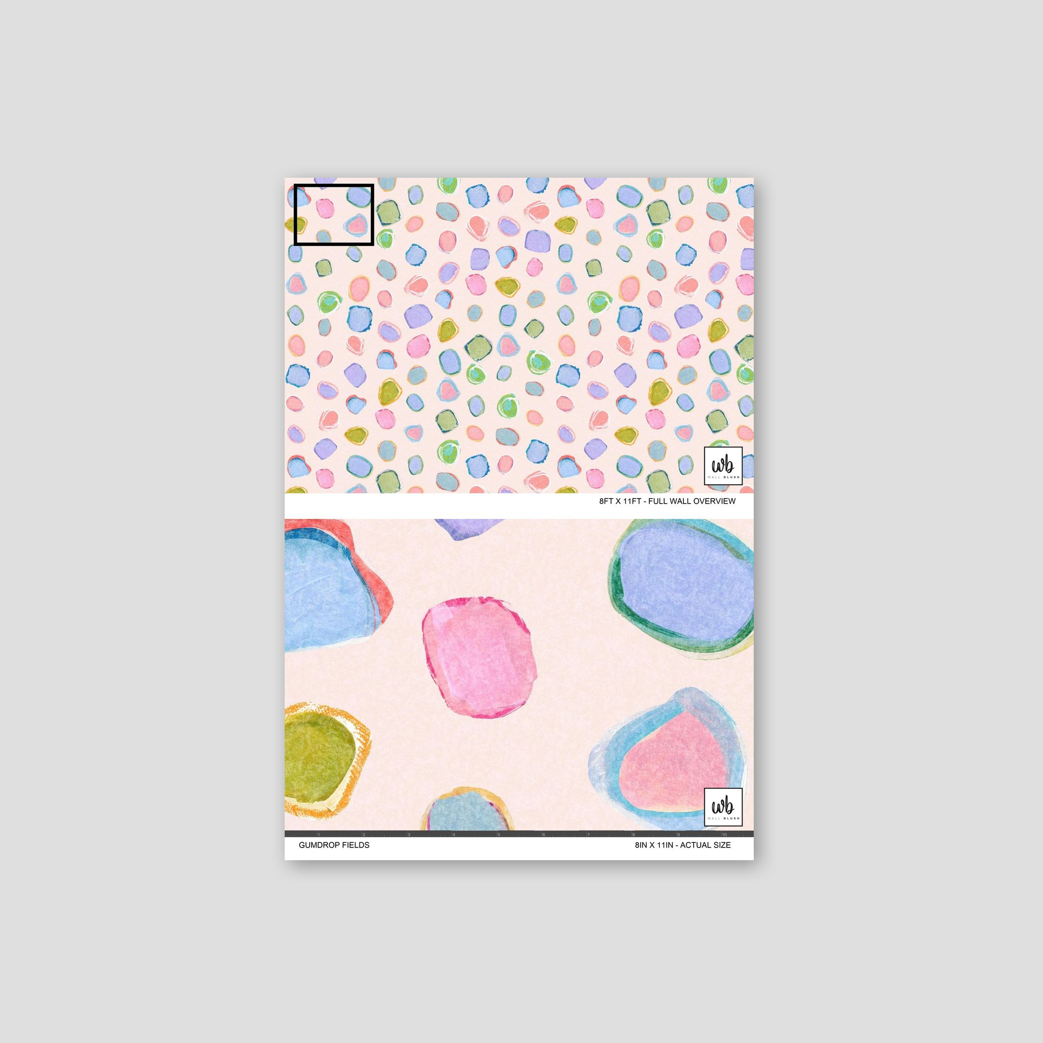 Colorful abstract wallpaper with pastel shapes for playful decor.