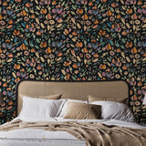 Wall Blush SG02 Kit Wallpaper featuring elegant floral pattern in stylish bedroom setting.
