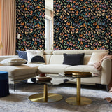 Kit Wallpaper by Wall Blush SG02 in modern living room with floral pattern focus.
