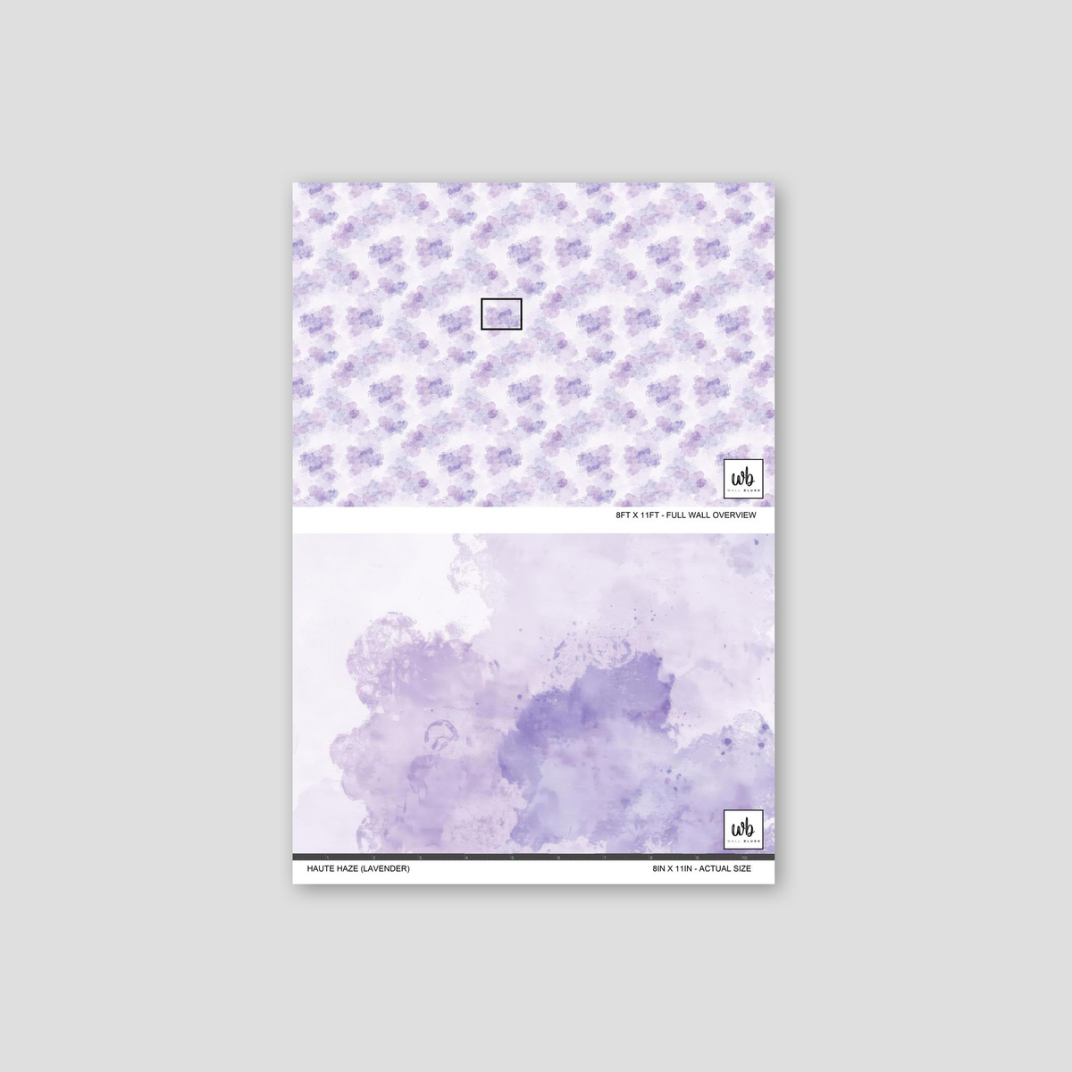 Lavender watercolor abstract wallpaper sample with soft purple hues.