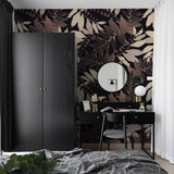 "Priestly Wallpaper by Wall Blush in stylish bedroom, showcasing botanical patterns as the focal point."