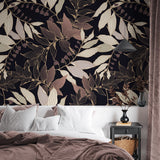 "Wall Blush Priestly Wallpaper in elegant bedroom setting with focus on floral designs."