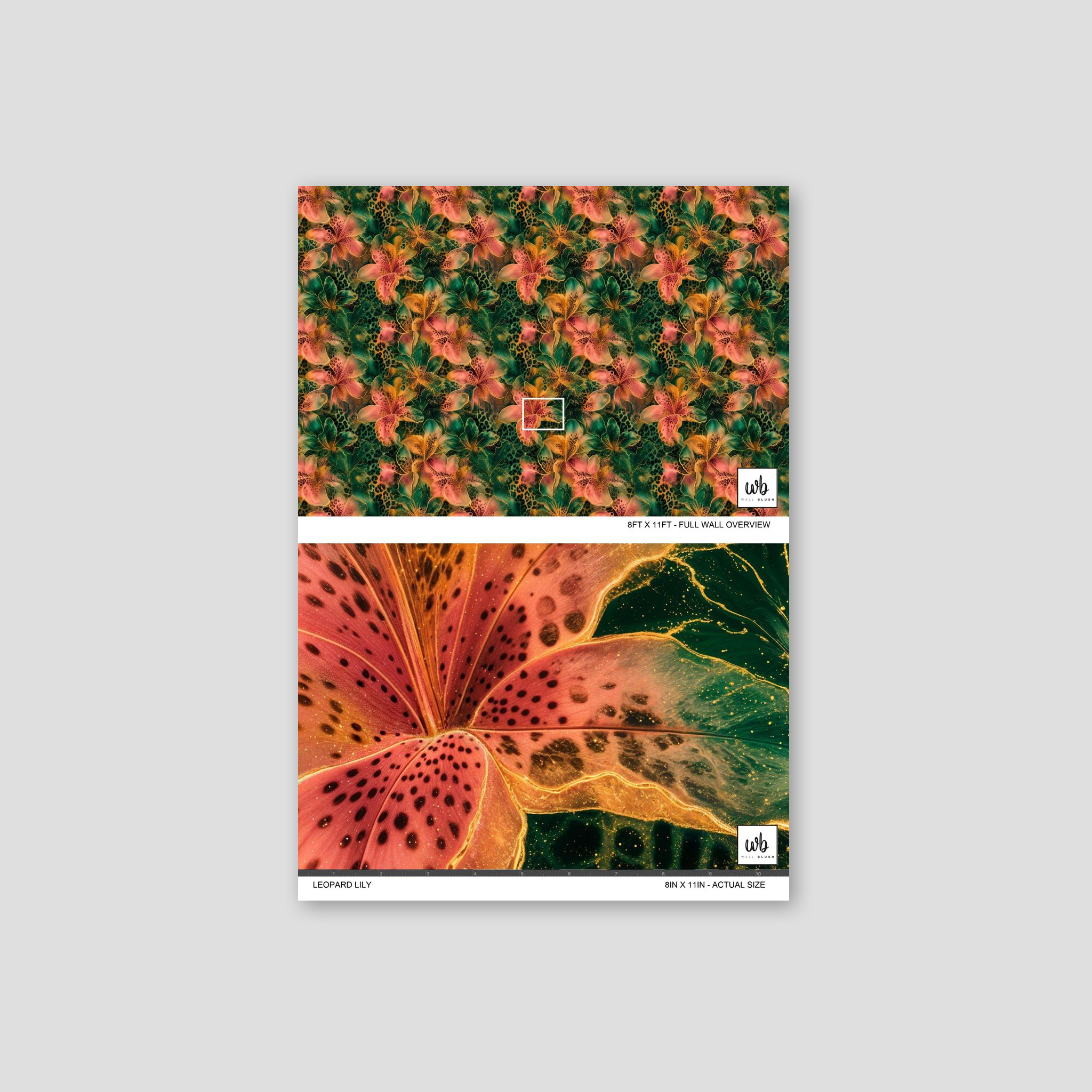 Leopard Lily wallpaper with vibrant floral pattern and lush textures.