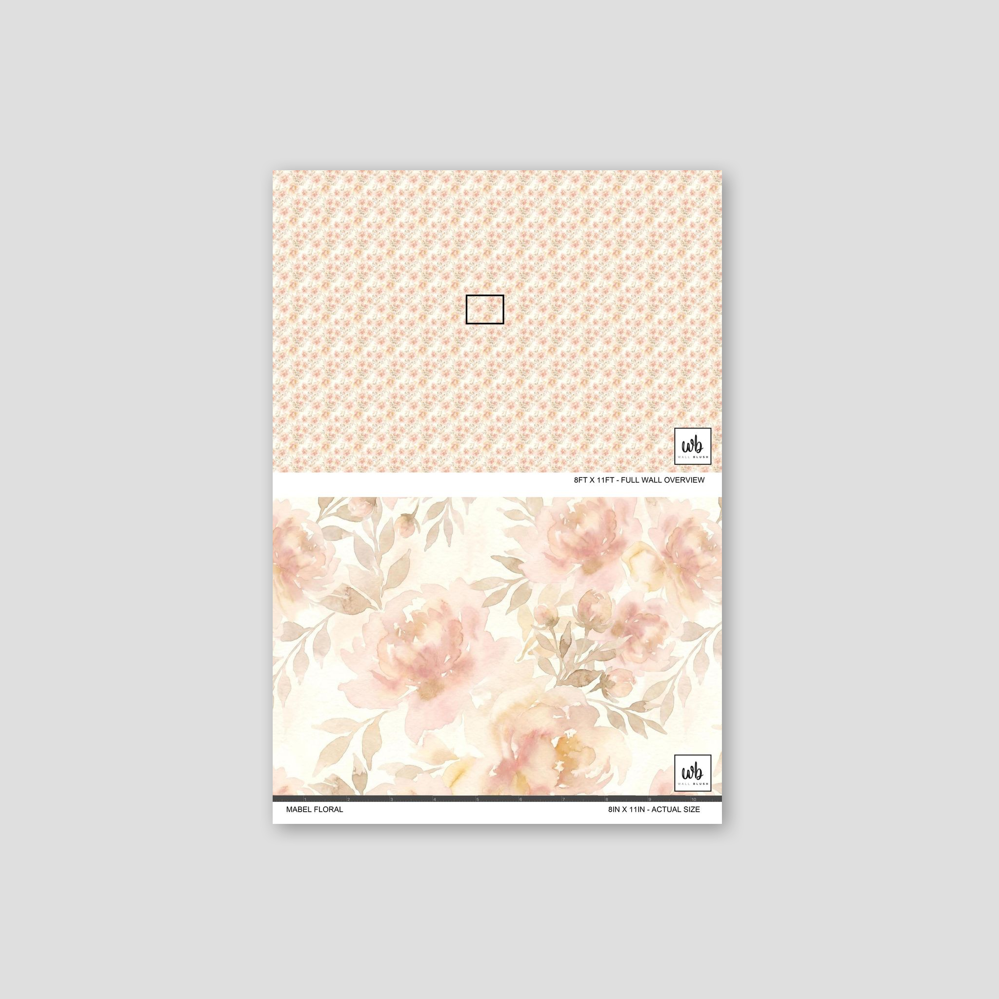 Mabel Floral wallpaper with blush and cream watercolor flowers, delicate and serene.