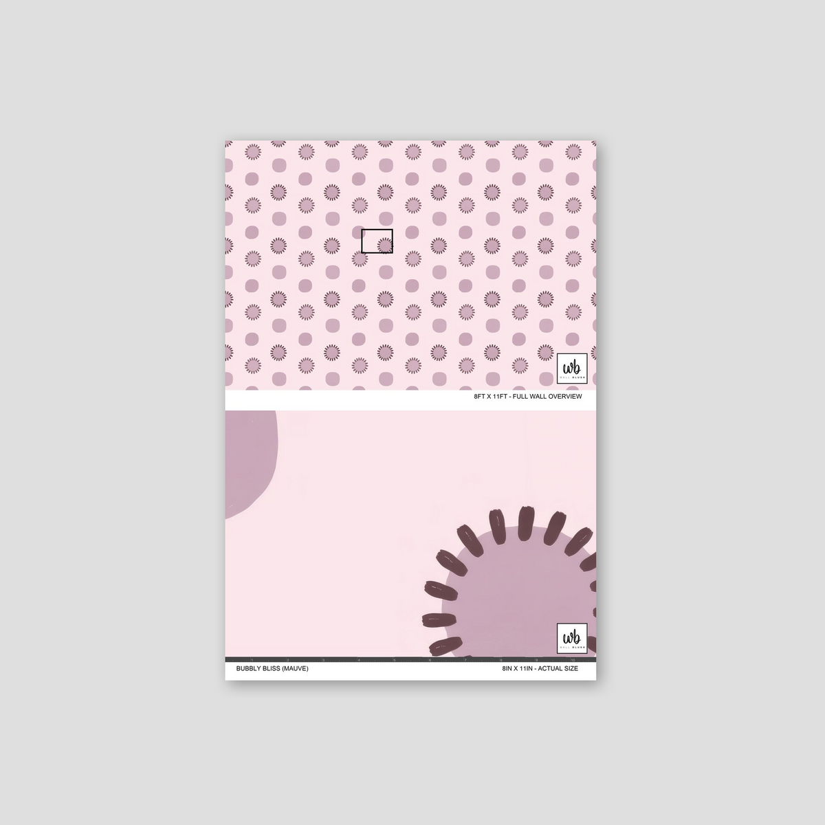 Mauve wallpaper with lavender circles on blush background, abstract design.