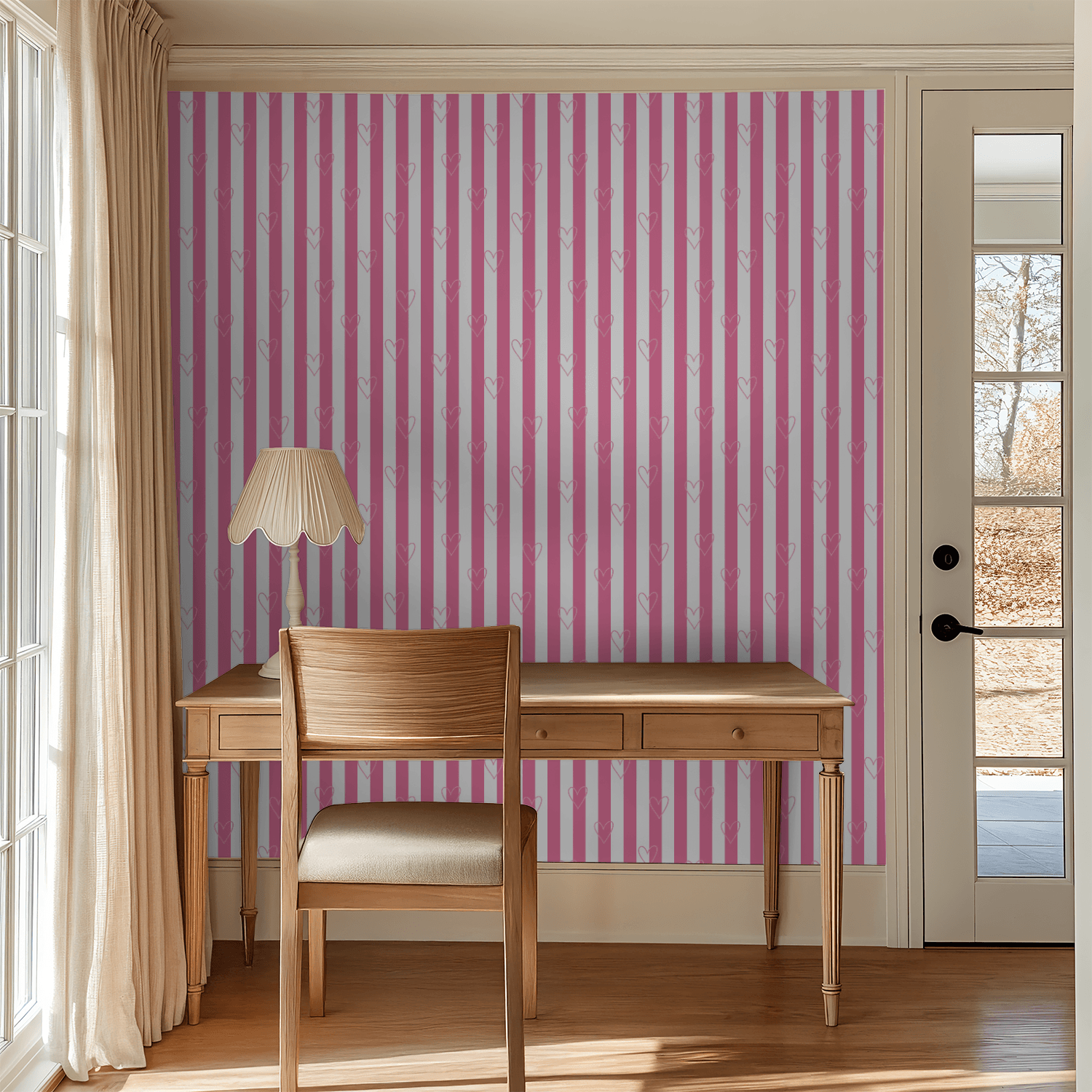 Candy Heart Stripes Wallpaper