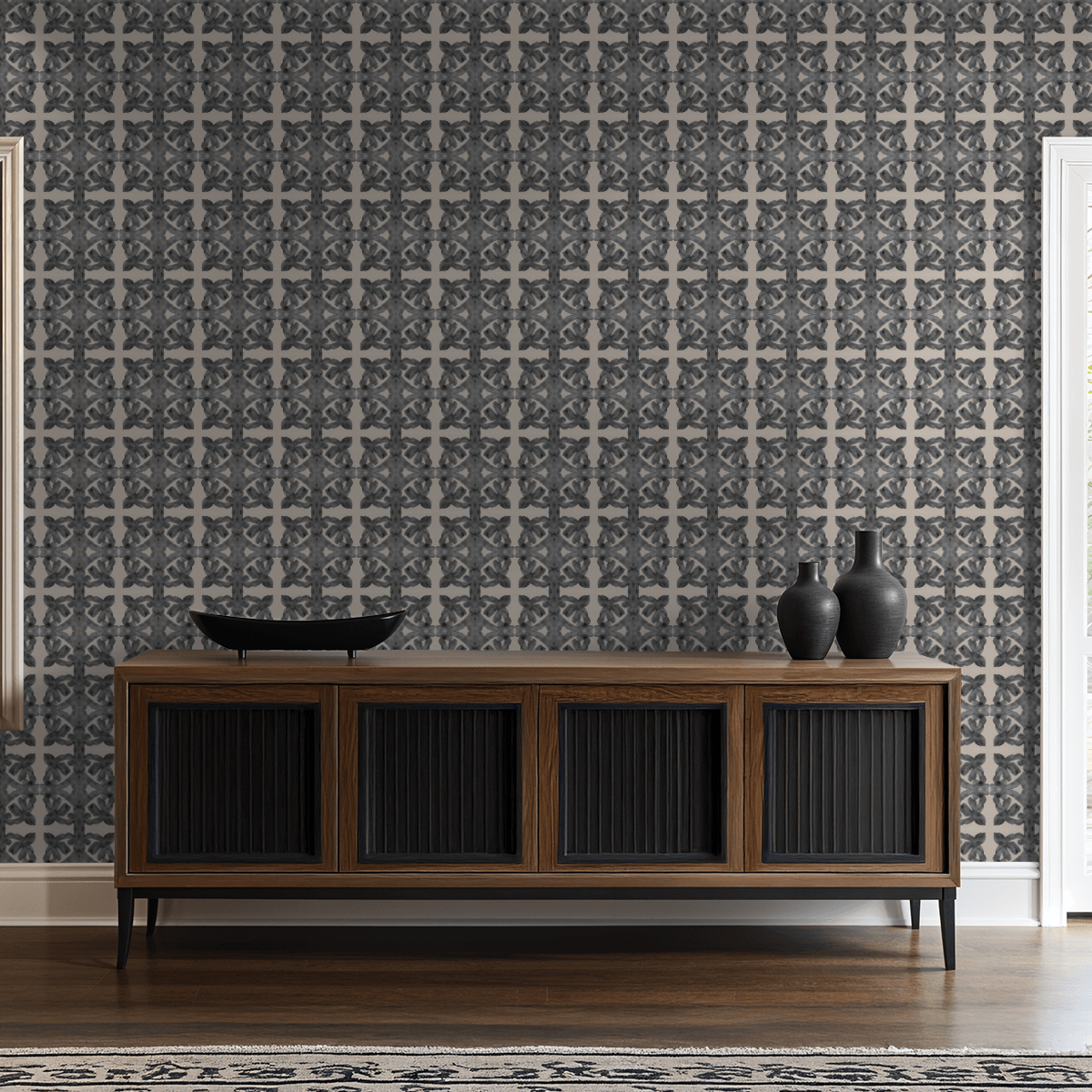 Jagger Damask (Black) Wallpaper