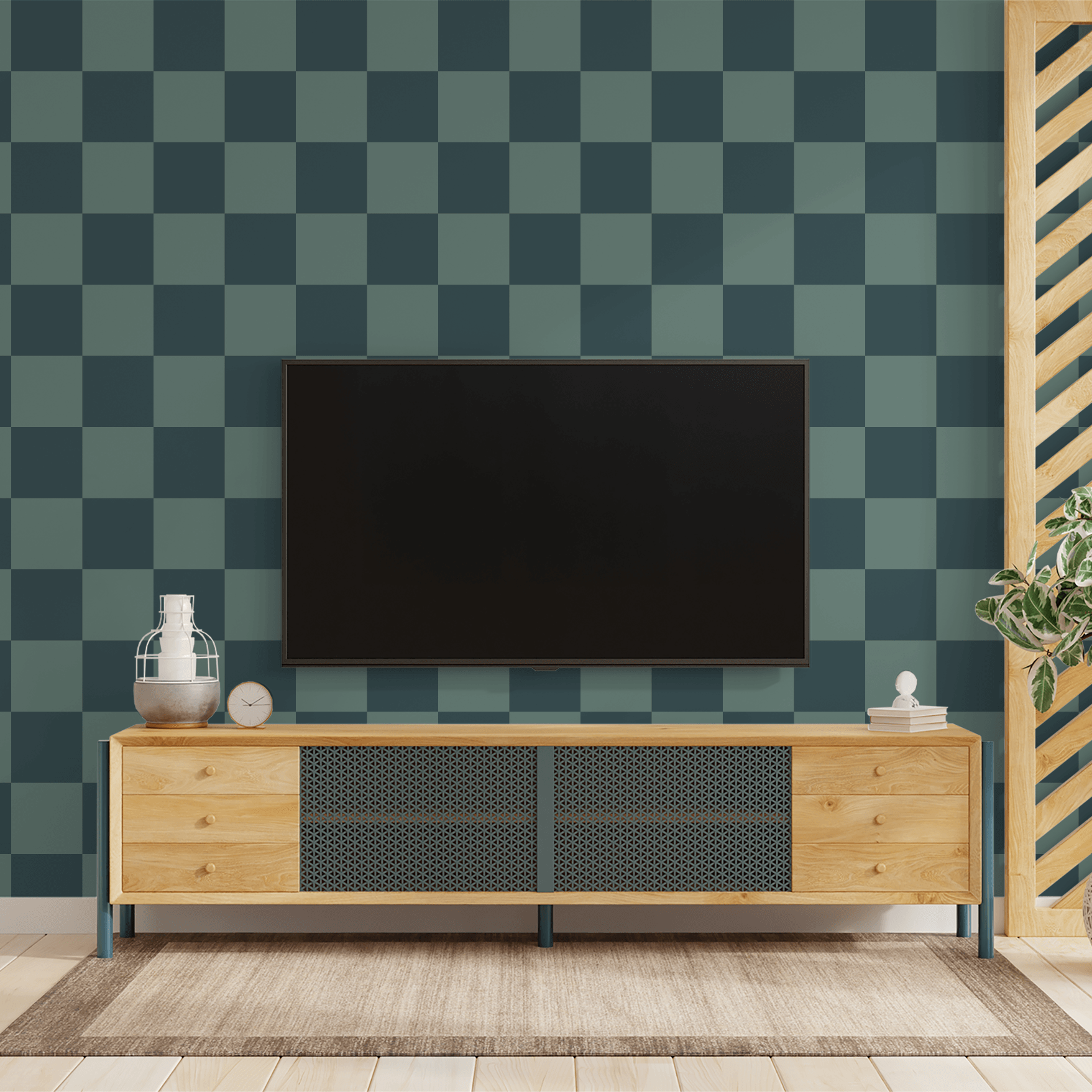 Simply Checker (Teal) Wallpaper