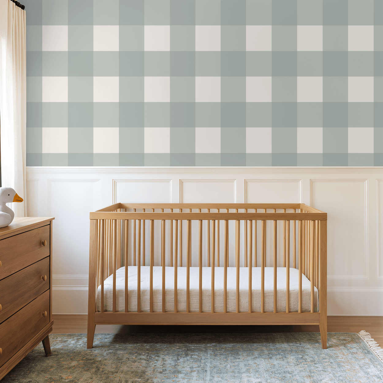 Simply Gingham Large (Light Teal) Wallpaper