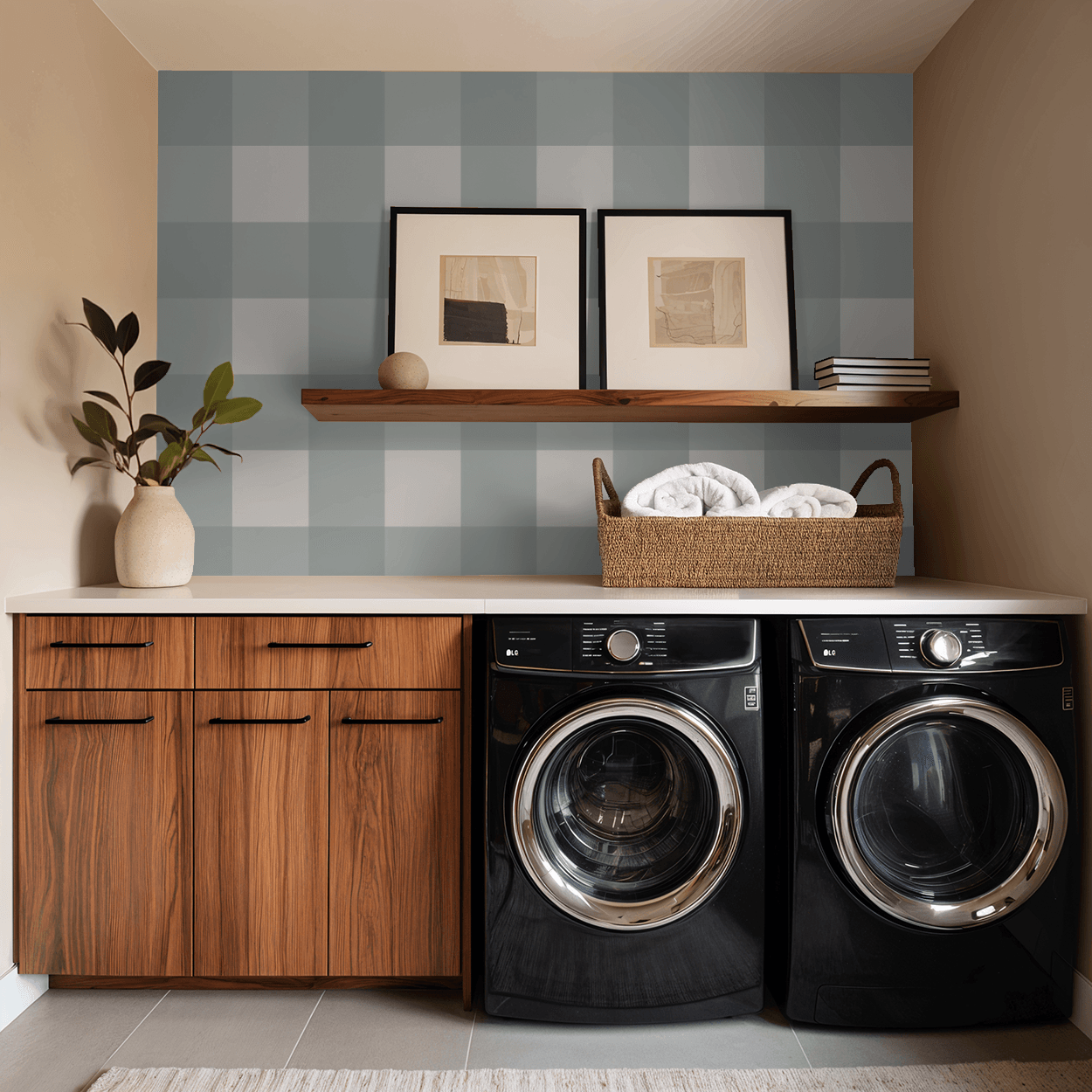 Simply Gingham Large (Light Teal) Wallpaper