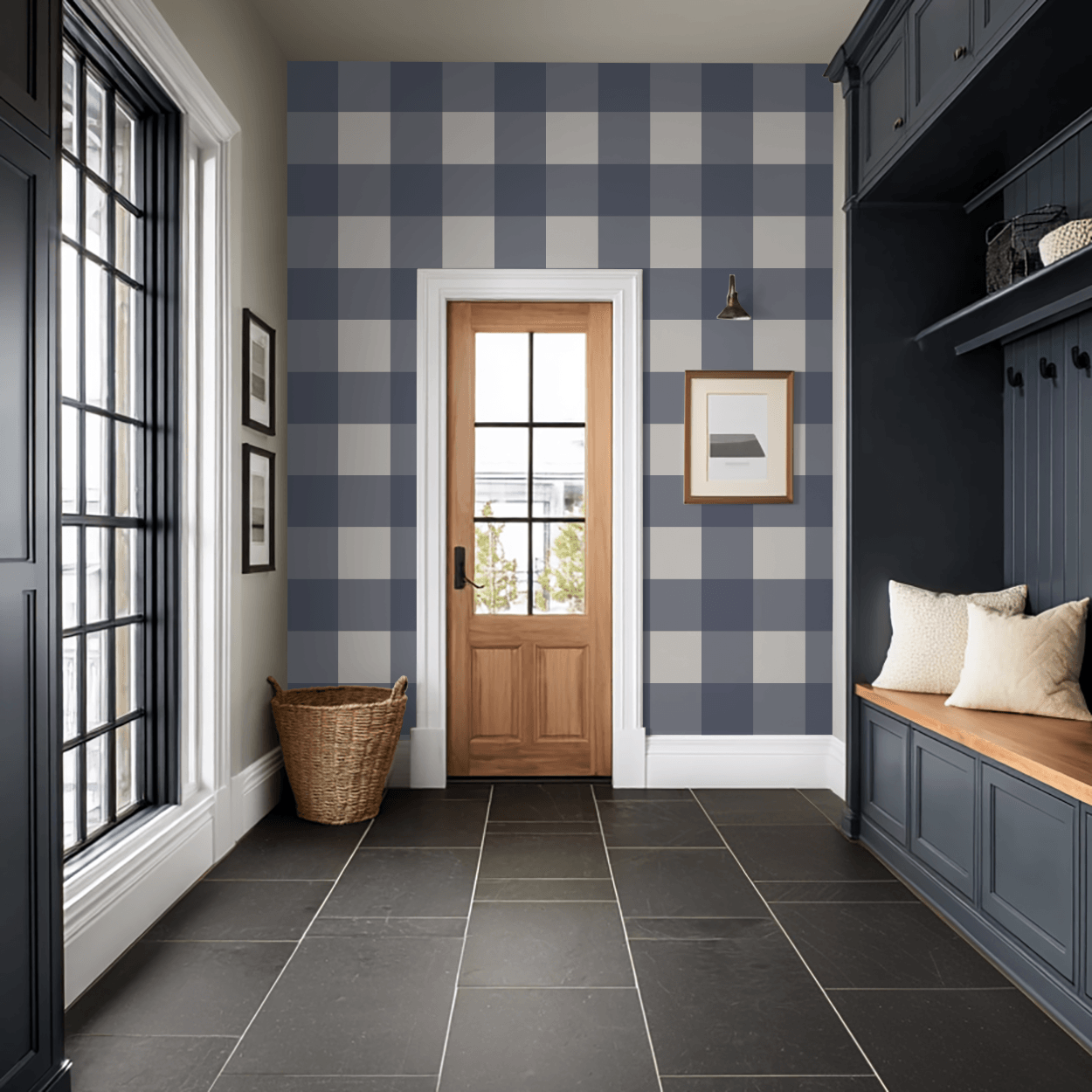 Simply Gingham Large (Navy) Wallpaper